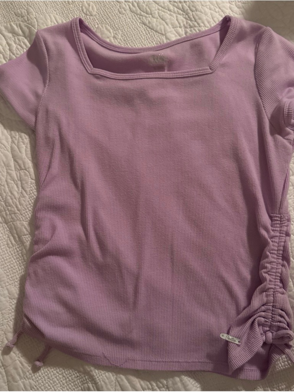 Justice Lavender Square Neck Short Sleeve Top